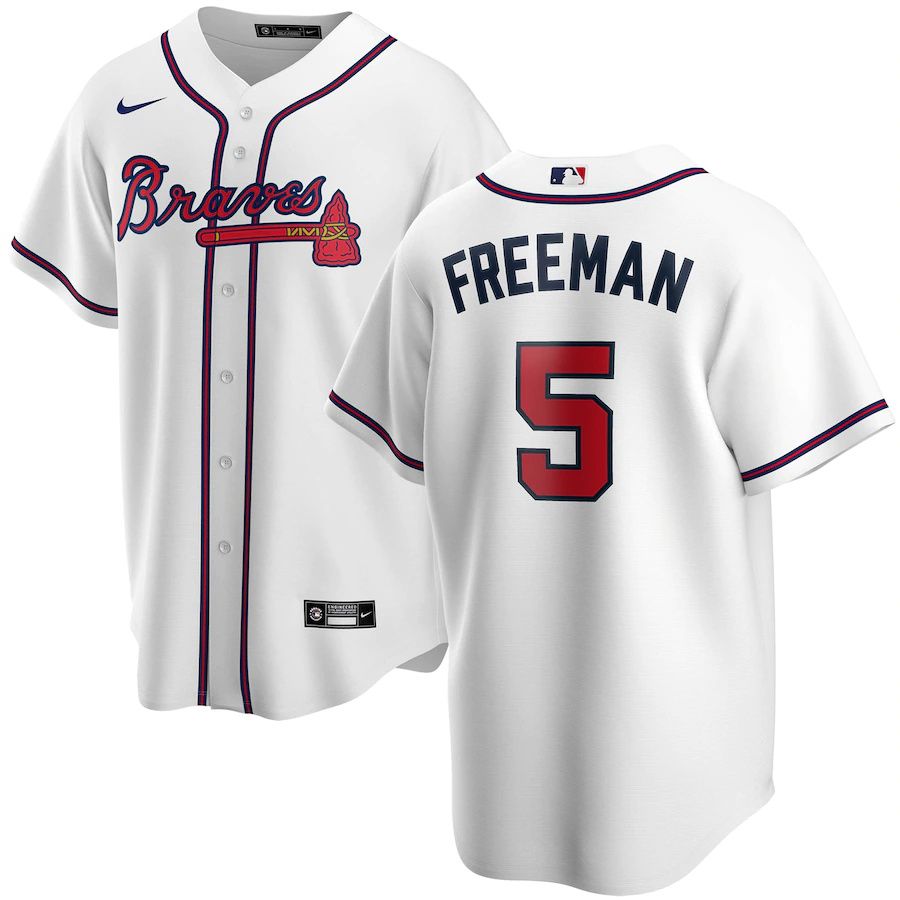 Youth Atlanta Braves 5 Freddie Freeman Nike White Home Replica Player MLB Jerseys